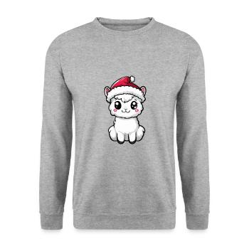 Alpaca Llama Christmas Cute - Unisex Sweatshirt - salt & pepper - Front - Alina (178cm) & Michal (187cm)