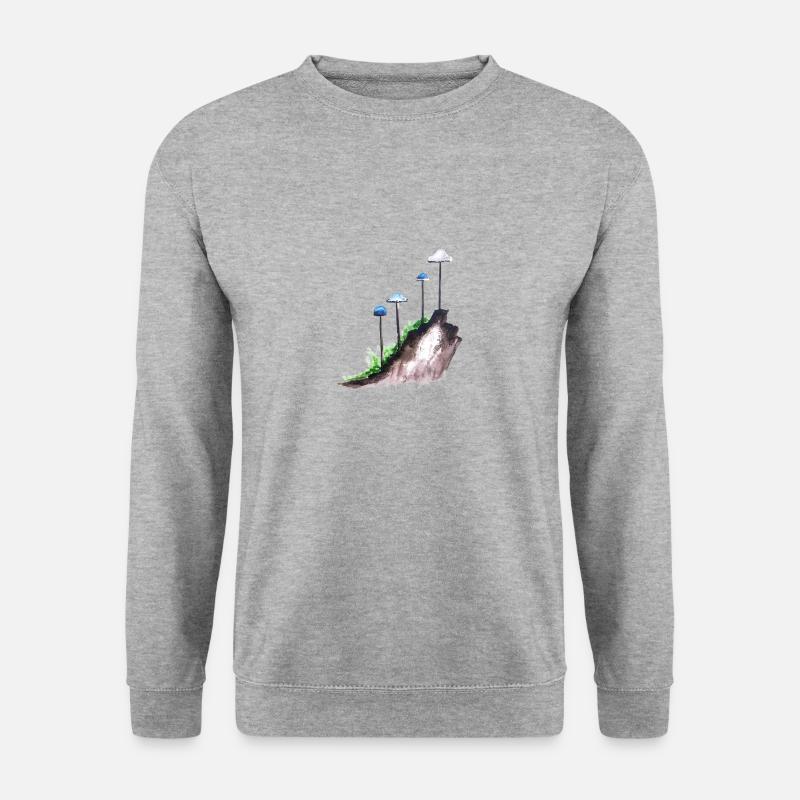Handdrawn Handgemalt Aquarell Pilze Mushrooms - Unisex Pullover - Weißgrau meliert