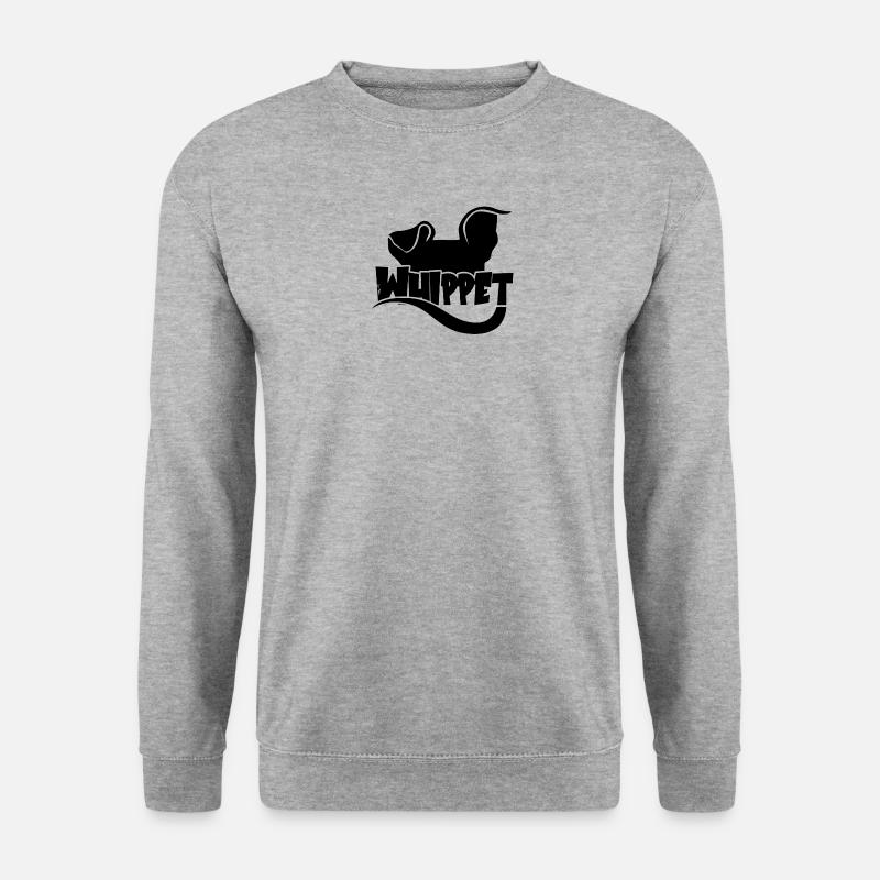 Silhouette Whippet - Schwarz - Unisex Pullover - Weißgrau meliert