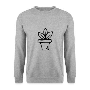 Pflanze Zeichnung Natur Skizze schwarz - Unisex Pullover - Weißgrau meliert - Vorne - Alina (178cm) & Michal (187cm)