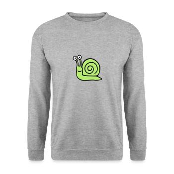 Schnecke 5.3 - Unisex Pullover - Weißgrau meliert - Vorne - Alina (178cm) & Michal (187cm)