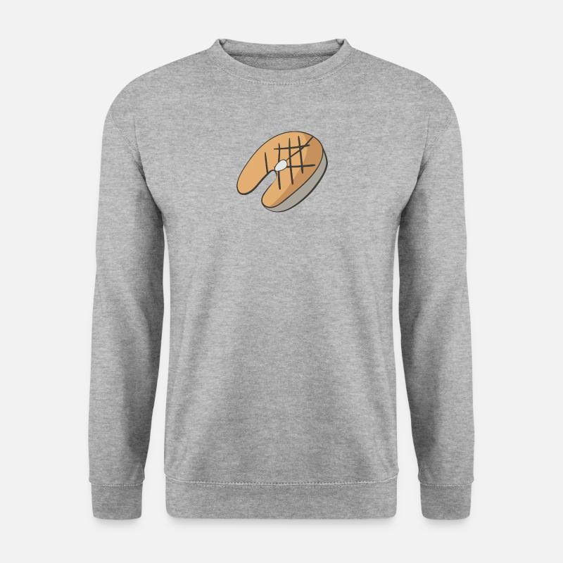 Lachs - Unisex Pullover - Weißgrau meliert