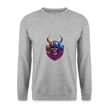 Viking Skull - Unisex Sweatshirt - salt & pepper - Front - Alina (178cm) & Michal (187cm)