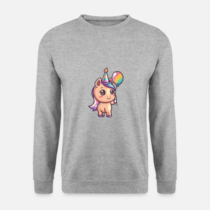 Bande dessinée d’anniversaire de cheval - Sweat-shirt Unisexe - gris chiné