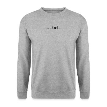 ECG HEARTBEAT CUISSON Noir - Sweat-shirt Unisexe - gris chiné - Devant - Alina (178cm) & Michal (187cm)