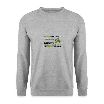 Hopfenaktivist Eine Person die für ihr kühles Bier - Unisex Pullover - Weißgrau meliert - Vorne - Alina (178cm) & Michal (187cm)