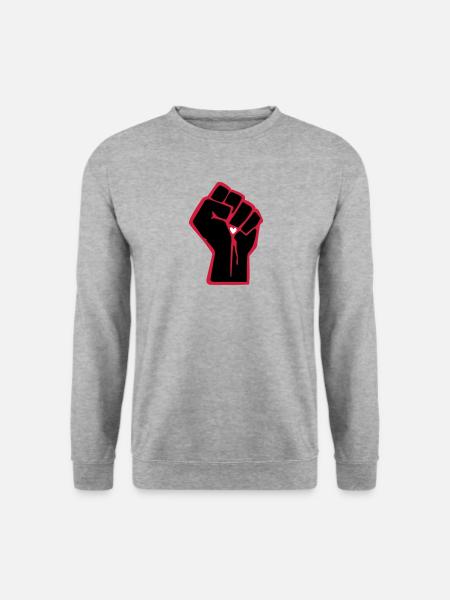 Fist with heart - Unisex Sweatshirt - salt & pepper