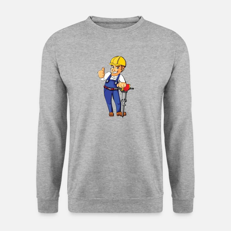construction worker bauarbeiter strassenbau2 - Unisex Pullover - Weißgrau meliert
