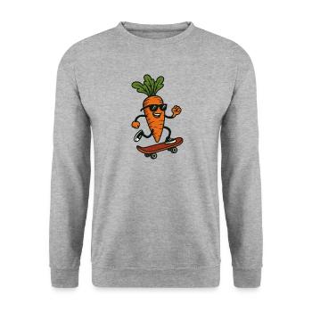 Kickflip Carrot: The Rad Root on Wheels - Unisex Sweatshirt - salt & pepper - Front - Alina (178cm) & Michal (187cm)