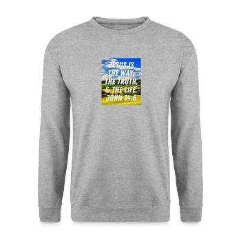 John 14:6 Jesus Is The Way The Truth And The Life - Unisex Sweatshirt - salt & pepper - Front - Alina (178cm) & Michal (187cm)