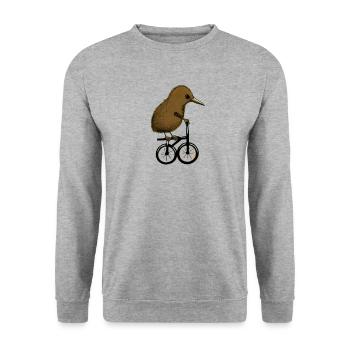 Kiwi sur le vélo - Sweat-shirt Unisexe - gris chiné - Devant - Alina (178cm) & Michal (187cm)