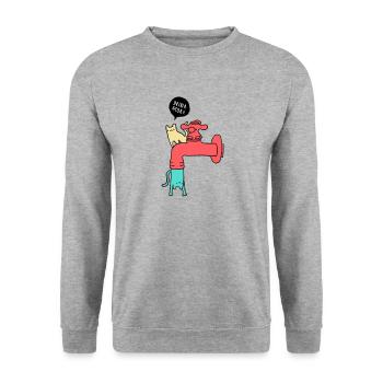 Cat - Meow - Kitten - Hangover - Water - Unisex Sweatshirt - salt & pepper - Front - Alina (178cm) & Michal (187cm)