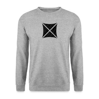Conception polygonale abstraite noire - Sweat-shirt Unisexe - gris chiné - Devant - Alina (178cm) & Michal (187cm)