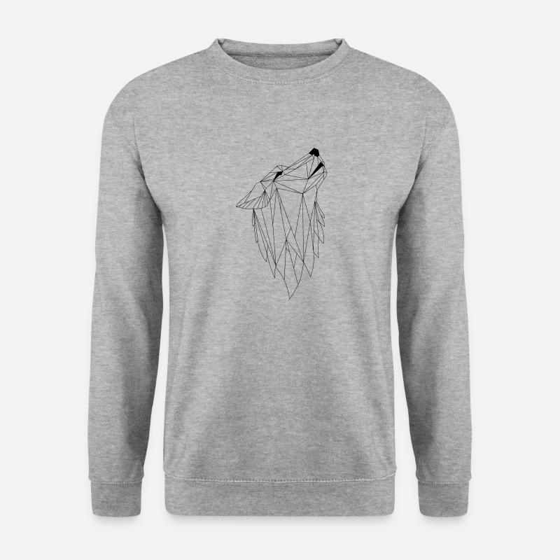 Geometrie Wolf - Unisex Pullover - Weißgrau meliert