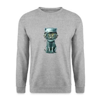 I'M STEEL CURIOUS - Unisex Pullover - Weißgrau meliert - Vorne - Alina (178cm) & Michal (187cm)