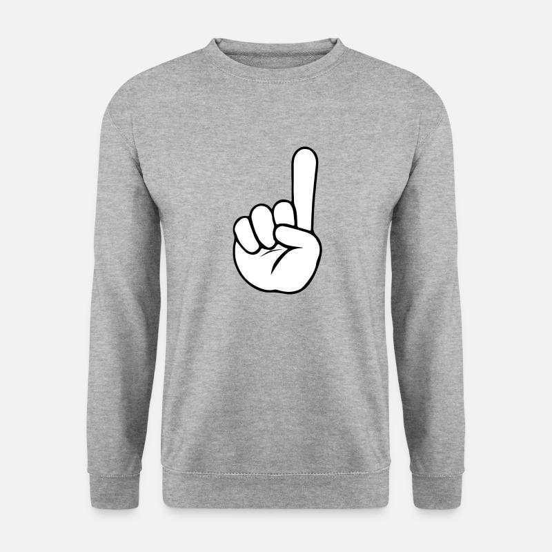 Hand Finger Up 2 | Black/White - Unisex Pullover - Weißgrau meliert