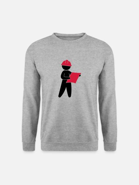 Ein Ingenieur auf einer Baustelle - Unisex Pullover - Weißgrau meliert