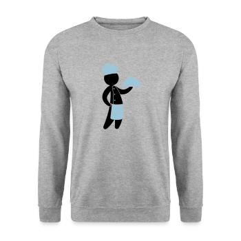 A gourmet chef serves guests - Unisex Sweatshirt - salt & pepper - Front - Alina (178cm) & Michal (187cm)