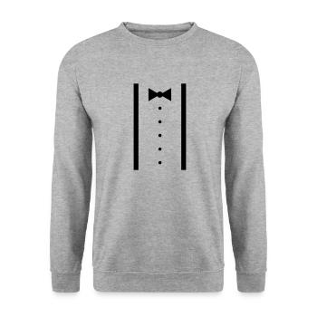 Hosenträger - Unisex Pullover - Weißgrau meliert - Vorne - Alina (178cm) & Michal (187cm)