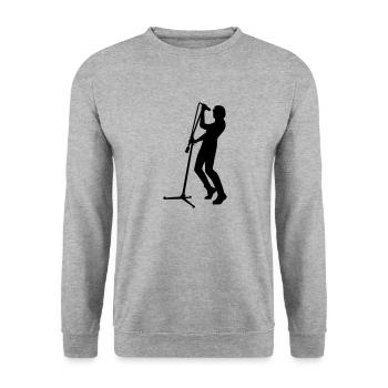 Sänger - Unisex Pullover - Weißgrau meliert - Vorne - Alina (178cm) & Michal (187cm)