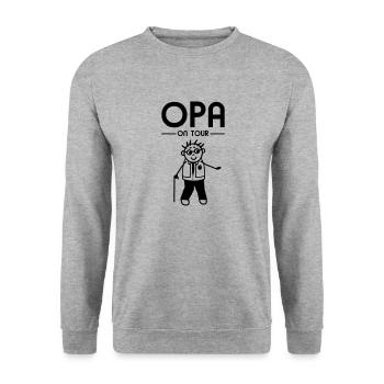 Opa on Tour - Ausgehen - Unisex Pullover - Weißgrau meliert - Vorne - Alina (178cm) & Michal (187cm)