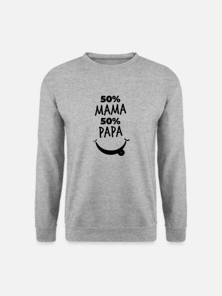 50 mama 50 papa - 50/50% prozent - Unisex Pullover - Weißgrau meliert