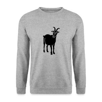 Ziege - Unisex Pullover - Weißgrau meliert - Vorne - Alina (178cm) & Michal (187cm)