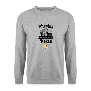 Physios Trinken Nicht Nur Kaffee... - Unisex Pullover - Weißgrau meliert - Vorne - Alina (178cm) & Michal (187cm)