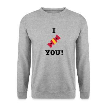 I love you candy candy saying - Unisex Sweatshirt - salt & pepper - Front - Alina (178cm) & Michal (187cm)