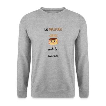 Les meilleures crêpes sont les miennes - Sweat-shirt Unisexe - gris chiné - Devant - Alina (178cm) & Michal (187cm)