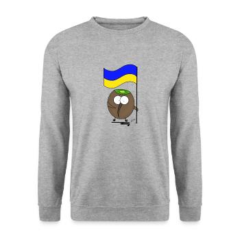 Beaked fruit Solidarity with Ukraine - Unisex Sweatshirt - salt & pepper - Front - Alina (178cm) & Michal (187cm)