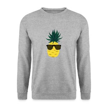 Pineapple with Sunglasses Holiday Gift - Unisex Sweatshirt - salt & pepper - Front - Alina (178cm) & Michal (187cm)