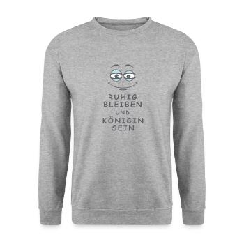 Königin sein - Unisex Pullover - Weißgrau meliert - Vorne - Alina (178cm) & Michal (187cm)