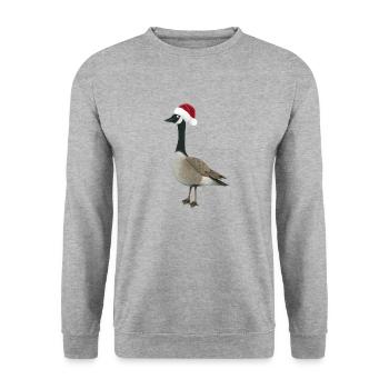 Weihnachtsgans - Unisex Pullover - Weißgrau meliert - Vorne - Alina (178cm) & Michal (187cm)