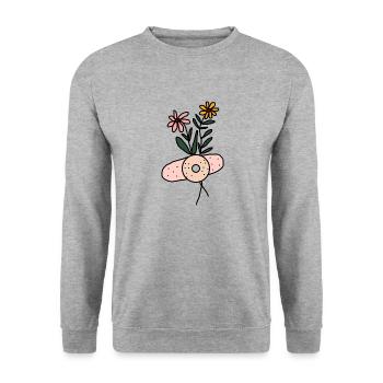 Daisy Bandaged flower plant illustration design. - Unisex Sweatshirt - salt & pepper - Front - Alina (178cm) & Michal (187cm)