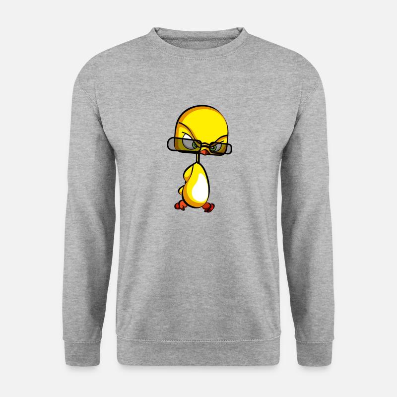 birdy gelber Vogel nerd - Unisex Pullover - Weißgrau meliert