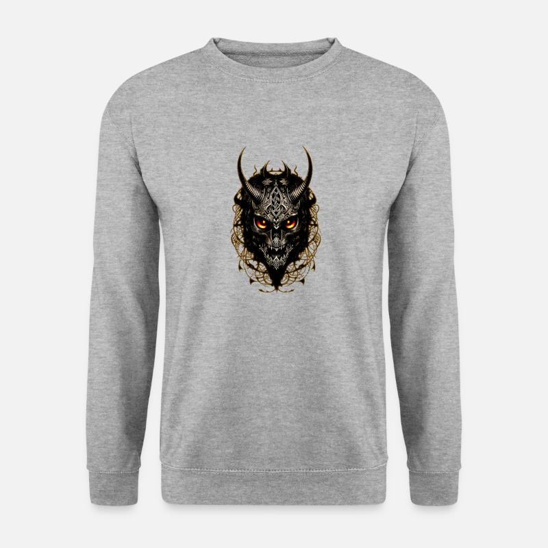 Kopf mit Hörnern - Unisex Pullover - Weißgrau meliert