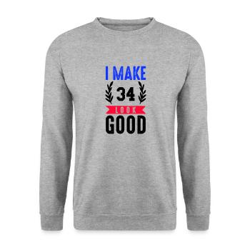 look good 34 - Unisex Sweatshirt - salt & pepper - Front - Alina (178cm) & Michal (187cm)