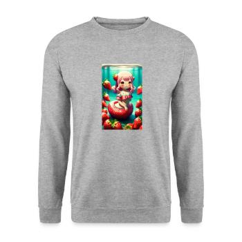 Sirène Kawaii dans un océan de fraises - Sweat-shirt Unisexe - gris chiné - Devant - Alina (178cm) & Michal (187cm)