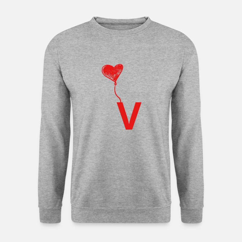 Buchstabe v Herz - Unisex Pullover - Weißgrau meliert