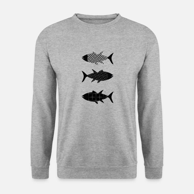 Fisch - Unisex Pullover - Weißgrau meliert