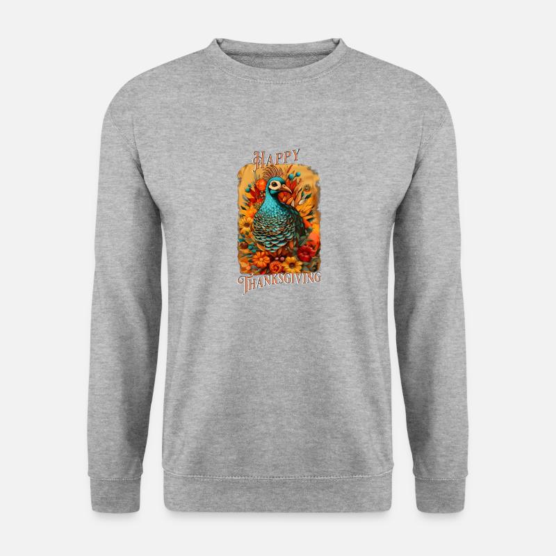 Thanksgiving Motiv - Unisex Pullover - Weißgrau meliert