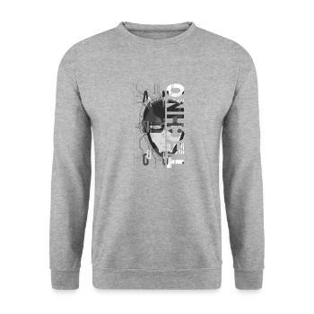 cyber genius - techno minds - Unisex Pullover - Weißgrau meliert - Vorne - Alina (178cm) & Michal (187cm)
