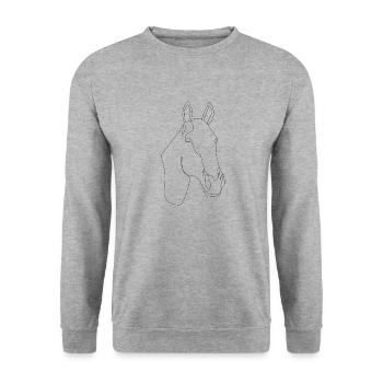 Pferdekopf Daci - Unisex Pullover - Weißgrau meliert - Vorne - Alina (178cm) & Michal (187cm)