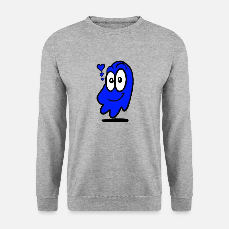Love Ghost blau - Unisex Pullover - Weißgrau meliert