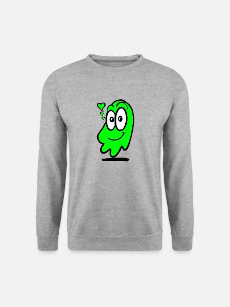 Love Ghost Grün - Unisex Pullover - Weißgrau meliert