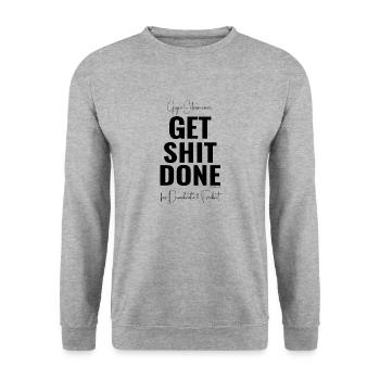 Mimikama Gegen Extremismus Get Shit Done - Unisex Pullover - Weißgrau meliert - Vorne - Alina (178cm) & Michal (187cm)