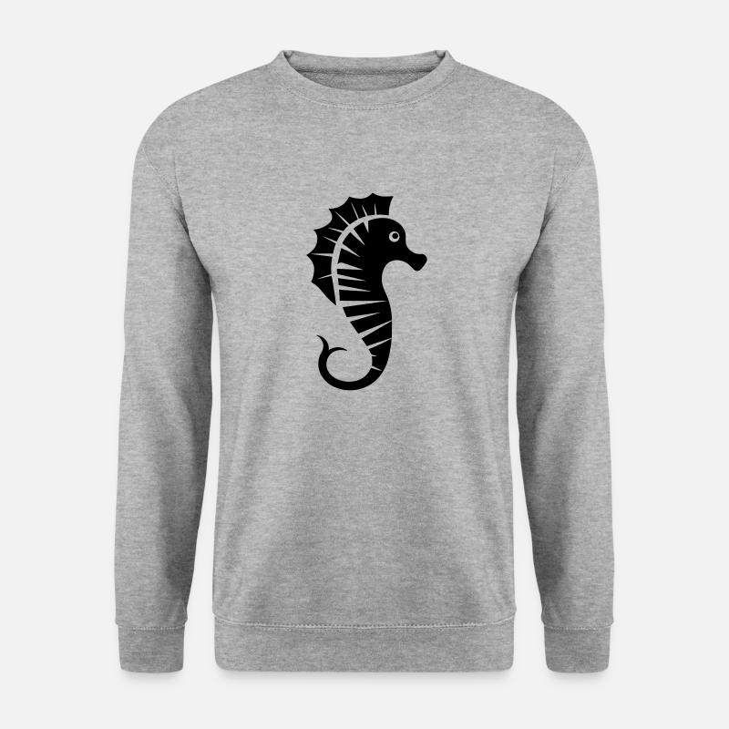 Seepferdchen - Unisex Pullover - Weißgrau meliert