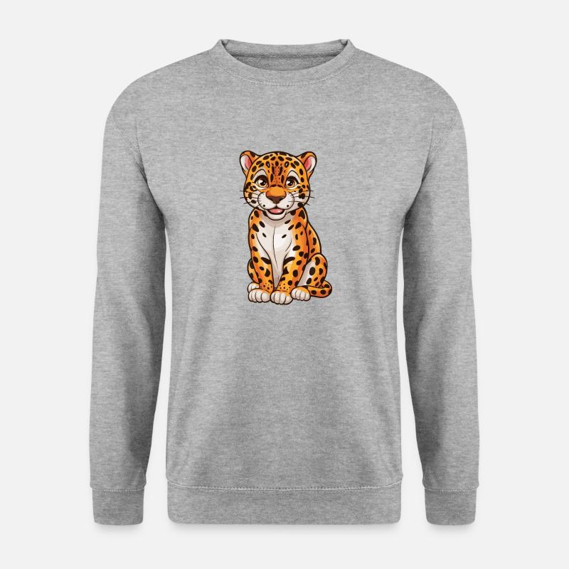 Niedlicher Leopard für Kinder - Unisex Pullover - Weißgrau meliert