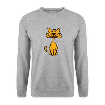 Pretty Cat Looking Happy Cheerful Smiling - Unisex Sweatshirt - salt & pepper - Front - Alina (178cm) & Michal (187cm)